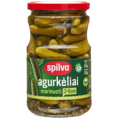 Agurkėliai marinuoti SPILVA, 670 g / 370 g